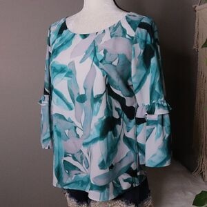 ‎WHBM | Bell Sleeve Floral Top Blouse